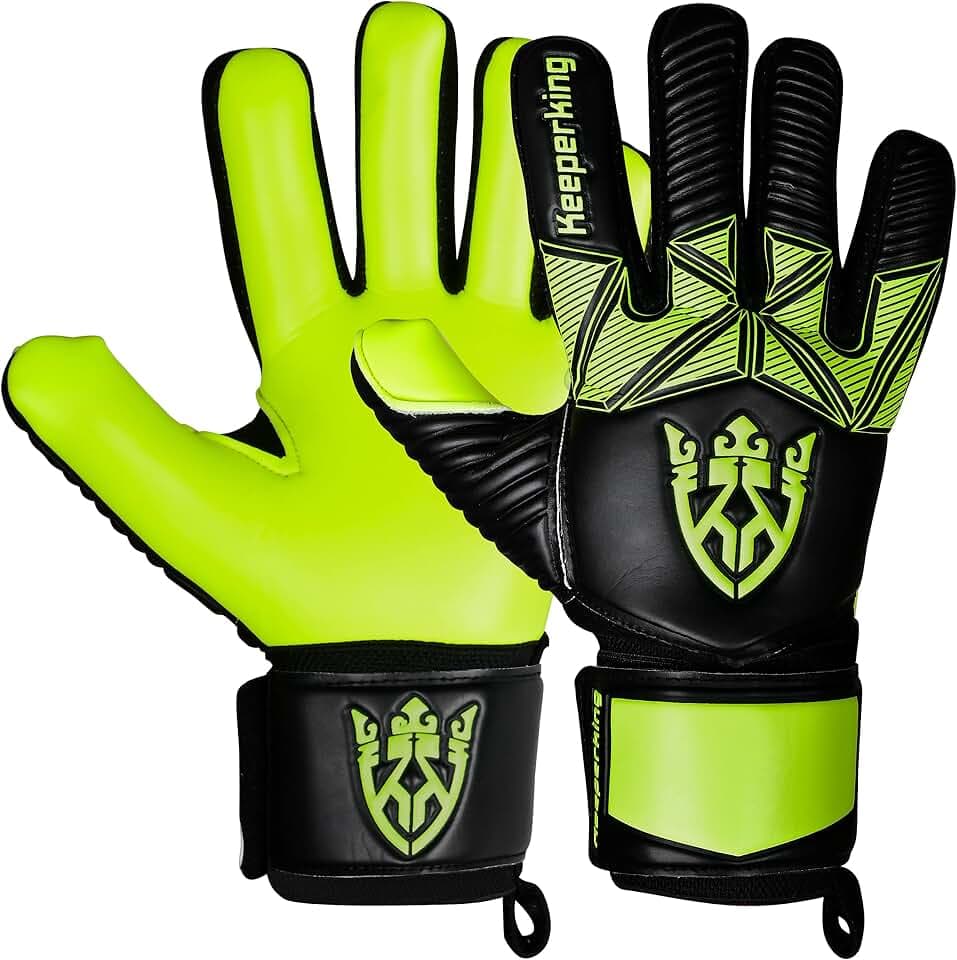 Keeperking Torwarthandschuhe Kinder Jugend Erwachsene Fußballhandschuhe ohne fingersave 4mm Vorhand Lange haltbar Latex Unisex