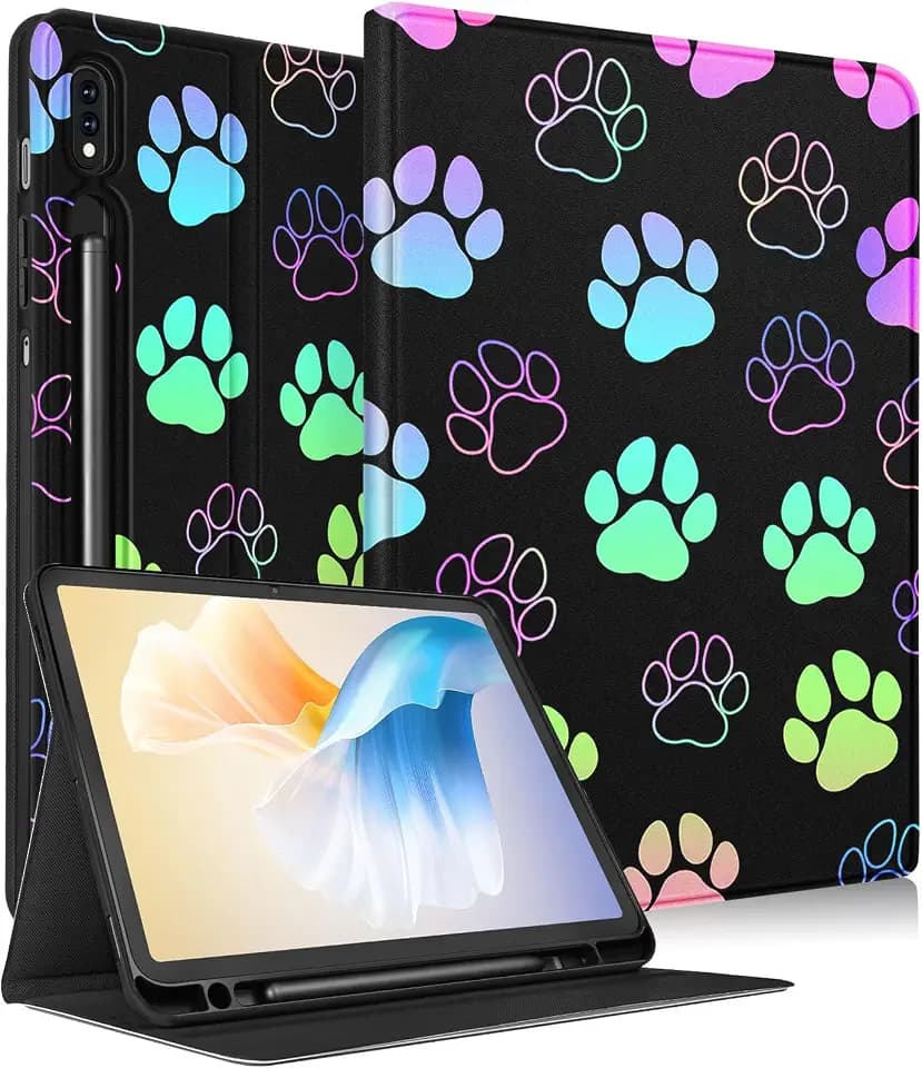 Uppuppy for Samsung Galaxy Tab S8 Plus/ S7 Plus/ S7 FE Case 12.4 Inch Women Cute Kids Girls Folio Kawaii Girly Boys Dog Paw Print Cover for Samsung Tablet S8 Plus 2022/ S7 Plus 2021/ S7 FE 5G Cases