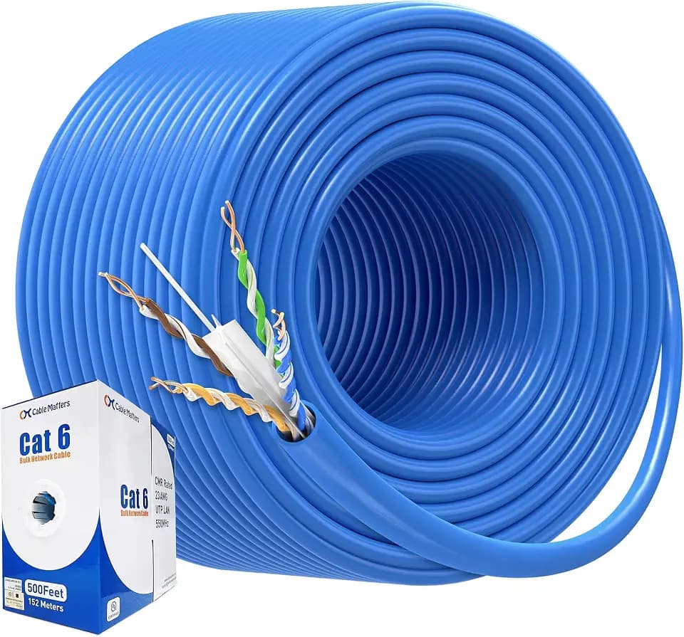 Cable Matters [UL Listed] 10Gbps 23AWG Cat 6 Bulk Cable, 500ft, Blue