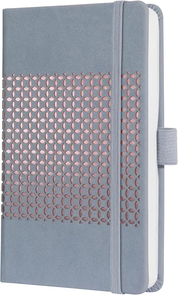 SIGEL J5208 Wochenkalender 2025 A6, Jolie, hellgrau, Hardcover mit samtig-weicher Oberfläche, Gummiband, Stiftschlaufe, Einstecktasche, 174 S., vegan, Buchkalender, Terminplaner