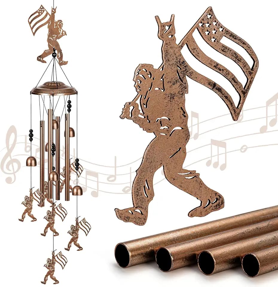 34 Inch Bigfoot Wind Chimes for Outside, Gifts