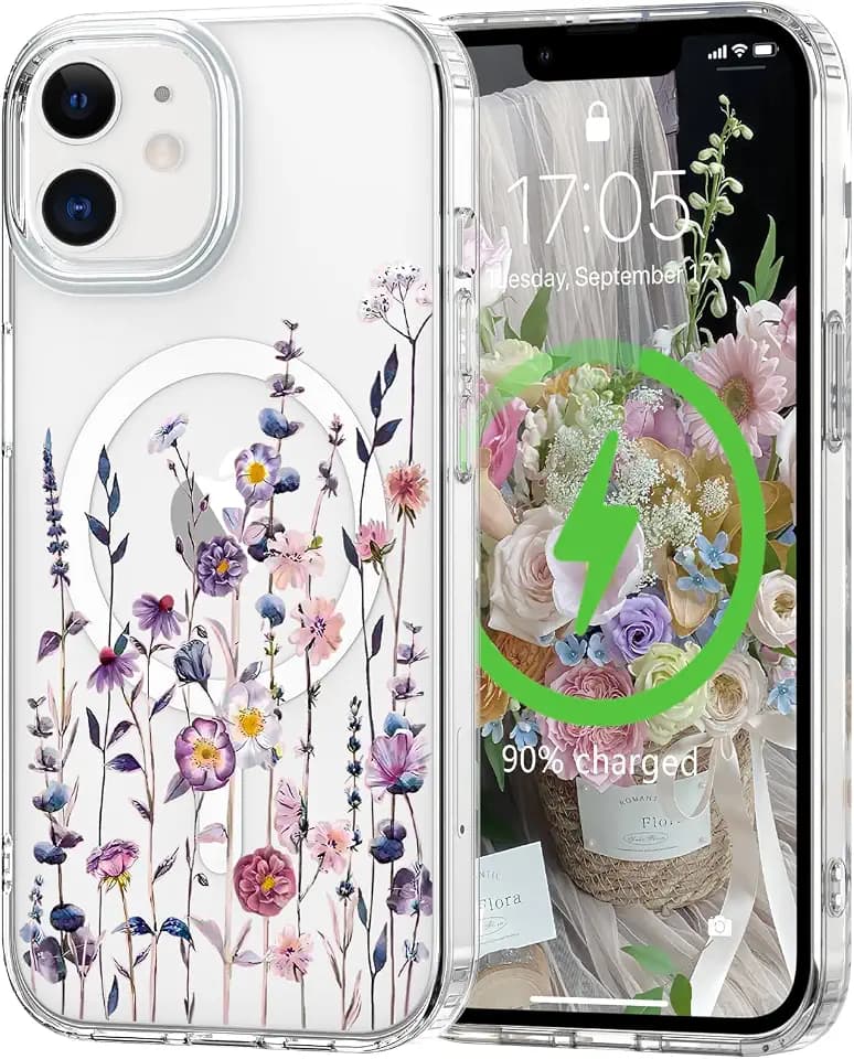for iPhone 11 Case Flower Clear Magnetic Floral 6.1'',Muticolor