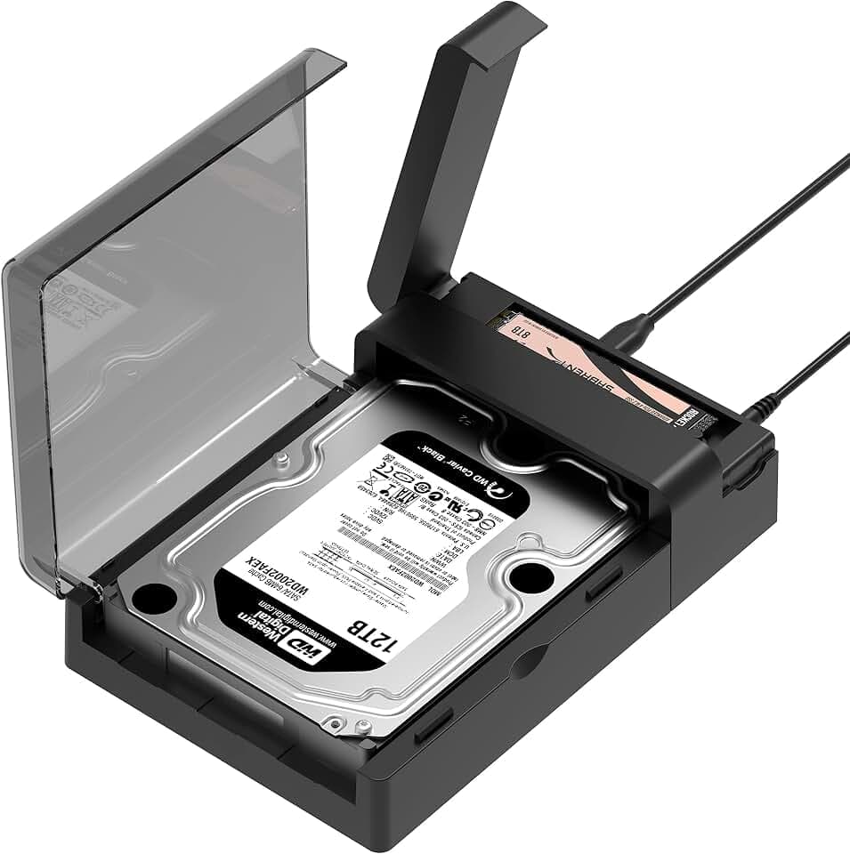 SABRENT M.2 SSD & HDD Festplatten Dockingstation, NVME Gehäuse Festplattengehäuse, 2,5" 3.5" SATA & M2 Dock, Werkzeuglos USB C 10Gbps Docking Station mit Offline Klonen, M 2 Kühlkörper (DS-UFNC)