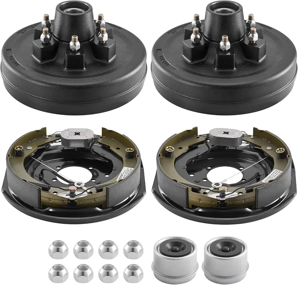 VEVOR Electric Trailer Brake Assembly, 12 x 2 Inch, 1 Pair Self-Adjusting Electric Brakes Kit for 6000 lbs Trailer Axle, Backing Plates for Braking System Part Replacement, Fit for Trailers, RVs