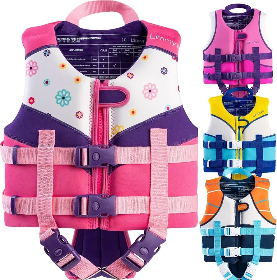 Limmys Neopren Kinderschwimmweste – Integrierter Schaumstoff | Preisgekröntes, von Eltern empfohlenes Design - Doppelte Sicherung mit Premium-YKK-Reißverschluss - Hohe Sichtbarkeit