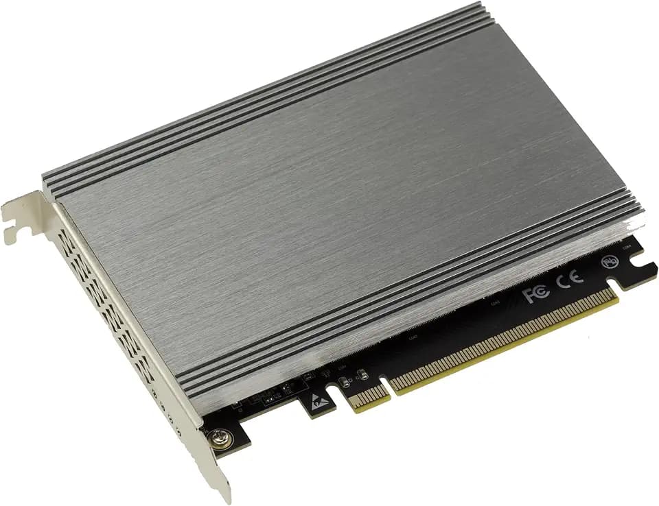 KALEA-INFORMATIQUE PCIe 3.0 x16 M2-Controller-Karte für 4 M.2 NVMe M Key SSDs mit Aluminium-Kühlkörper.
