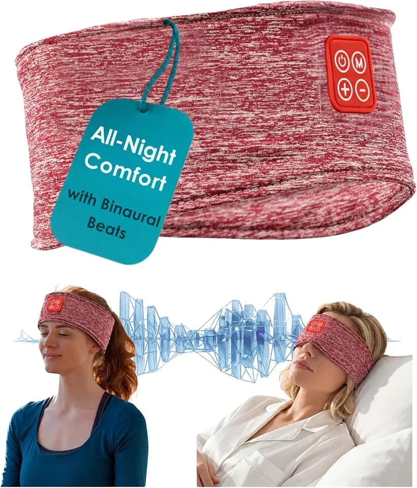 Wireless Binaural Beats Sleep Music Headband Earphones, Red