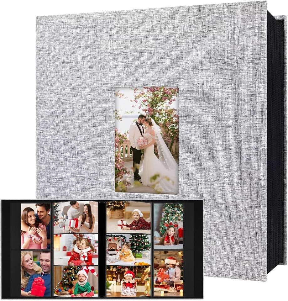 Aevdor Large Capacity 4x6 Photo Album, 1000 Photos, Linen Cover, Grey
