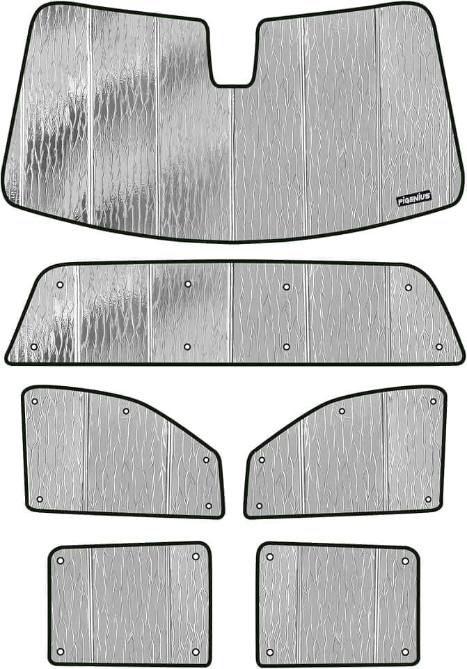 Pigenius Windshield & Rear Tailgate Sunshade Combo for Chevy Silverado 2500/3500 HD 2019-2025 Crew Cab (Non-Open Tailgate), Reversible Silver/Black