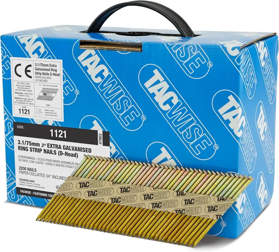 Tacwise 1121 Extra Verzinkte Rahmennägel 3,1/75 mm, D-Kopf, 2200 Stück