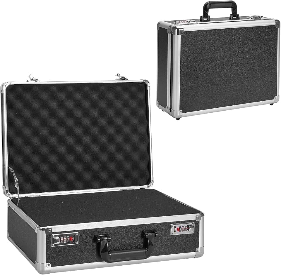 LOCKCURX Security Lock Box, 16.9 x 12.2 x 6.3 Inch Portable Storage Box