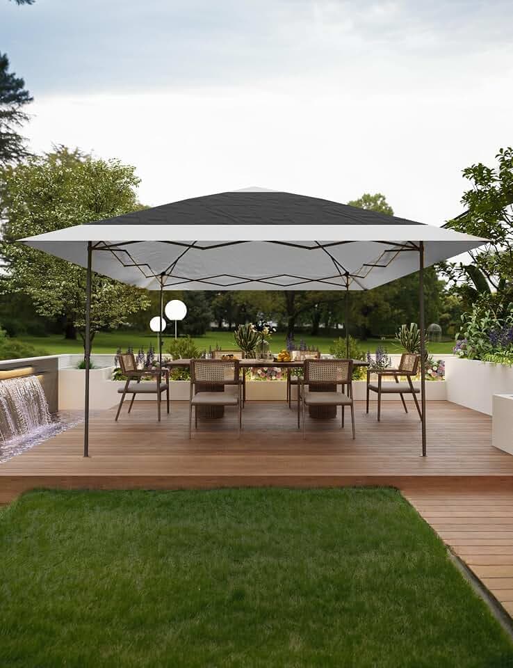 KYBOLT 12x12 Pop Up Gazebo Outdoor Canopy Shelter with 4 Stanbags, 8 Stakes Instant Gazebo Tent for Lawn, Garden, Backyard Deck (Charcoal Gray + Light Gray)