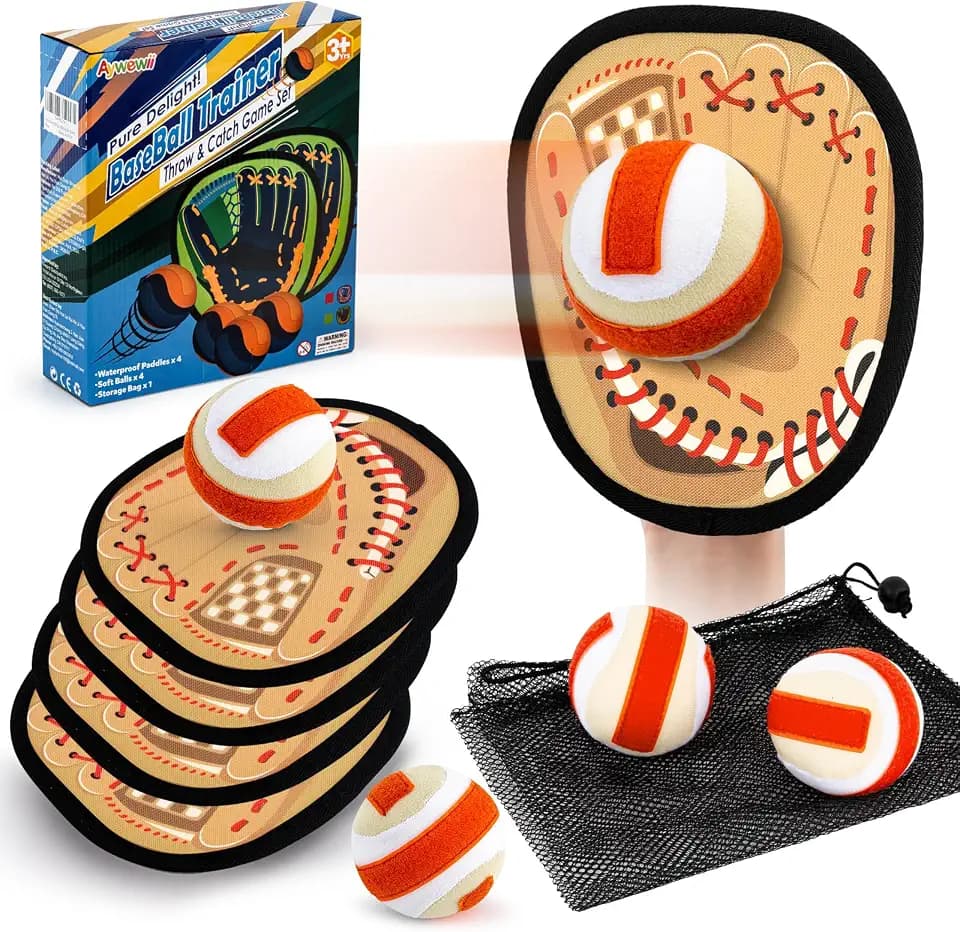 Toss and Catch Game Baseball Glove 4Paddle Sticky Ball Set for Toddler Kids