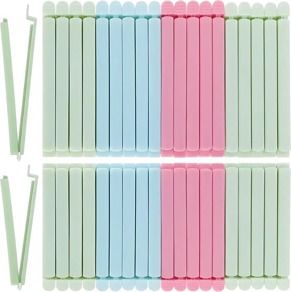 40 Stück Verschlussclips für Beutel 16cm 12cm Lebensmittel Tütenclips Bunt Verschlussklammern Tütenklammern Groß Clips Klammern Klipser für Tüten Süßigkeiten Verschluss Beutelclips Frischhalte Verpack