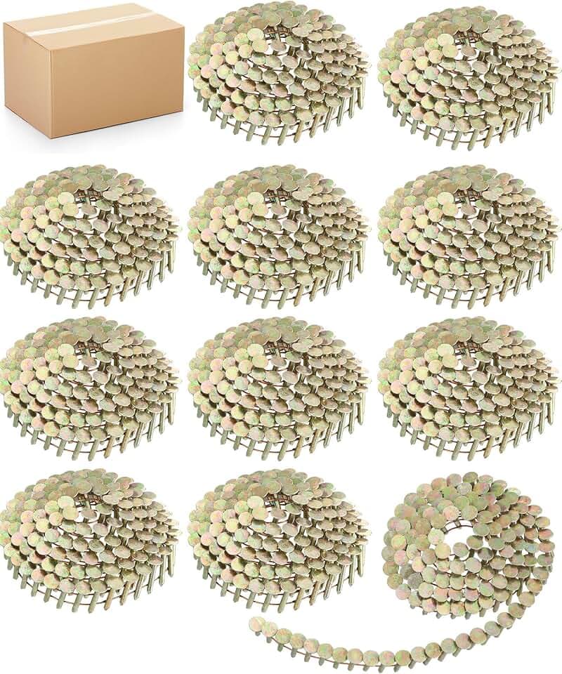 Sadnyy 7200 Count Coil Roofing Nails 3/4-1-1/4 in 15 Degree Coil Roofing Stainless Steel Siding Nails with Smooth Ring Shank for Roof Lathing Sheathing Material (3/4 inch x 0.12 inch)
