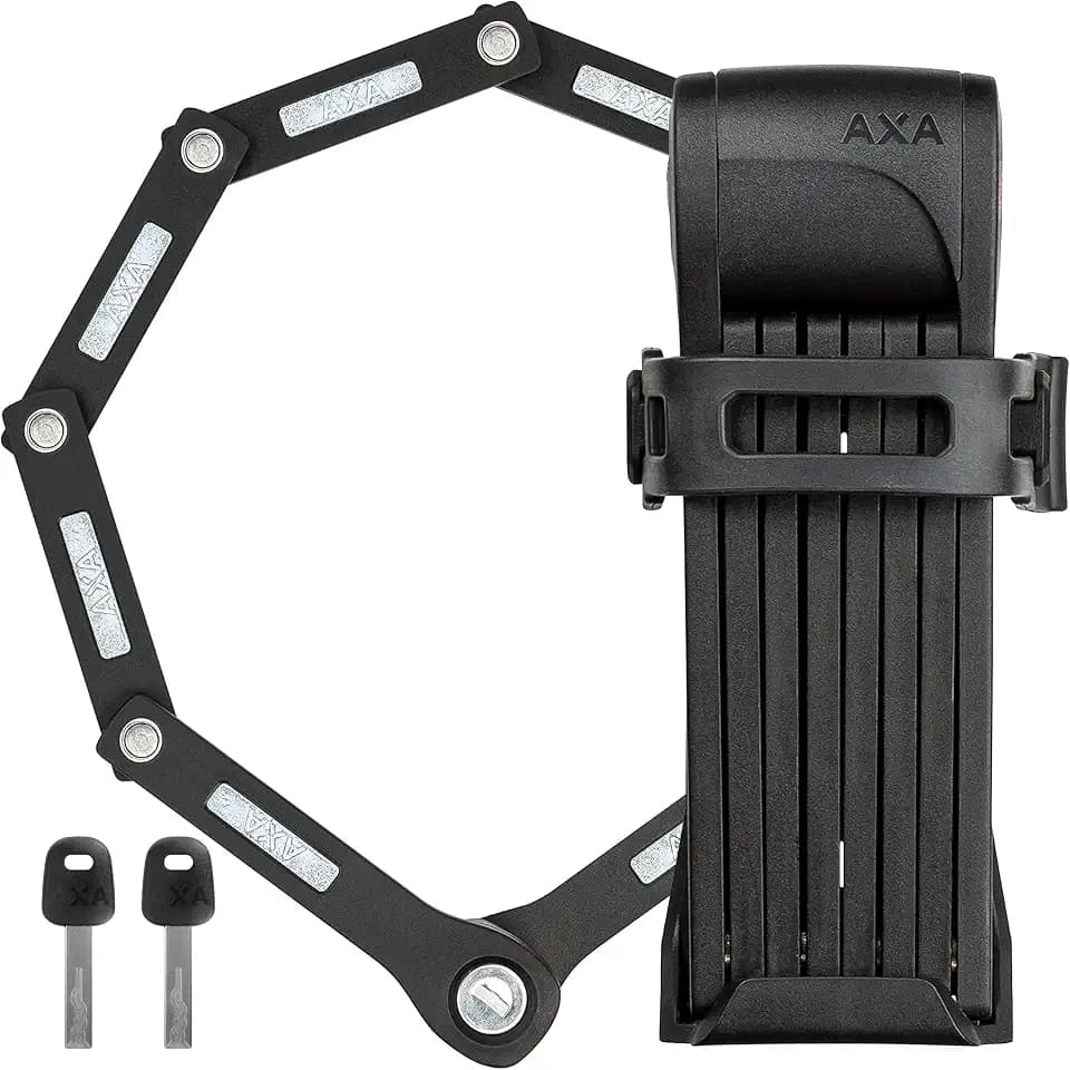 AXA Fold Lite 80 – Faltschloss Fahrrad – Länge 80 cm – Sicherheitsstufe 7 – Leichtes Schloss – Mit 2 Schlüsseln – Inkl. Halterung