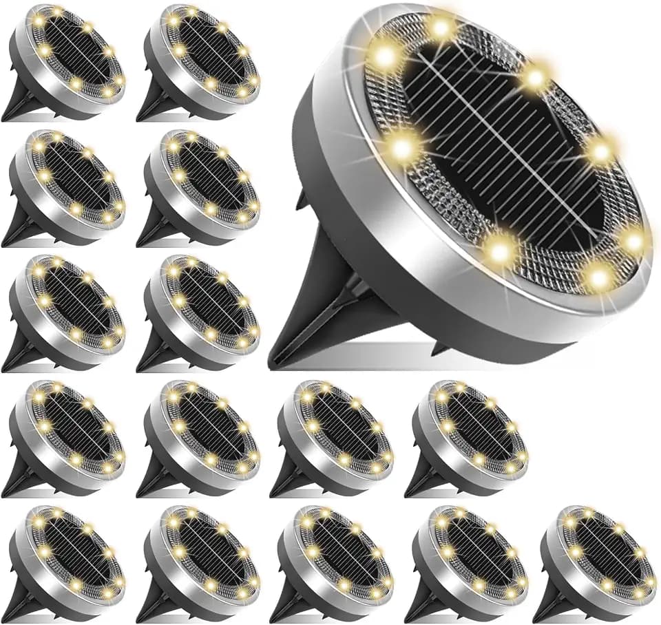 16 Stück Klein Solar Bodenleuchten Aussen, Solarlampen für Außen, Warmweiß