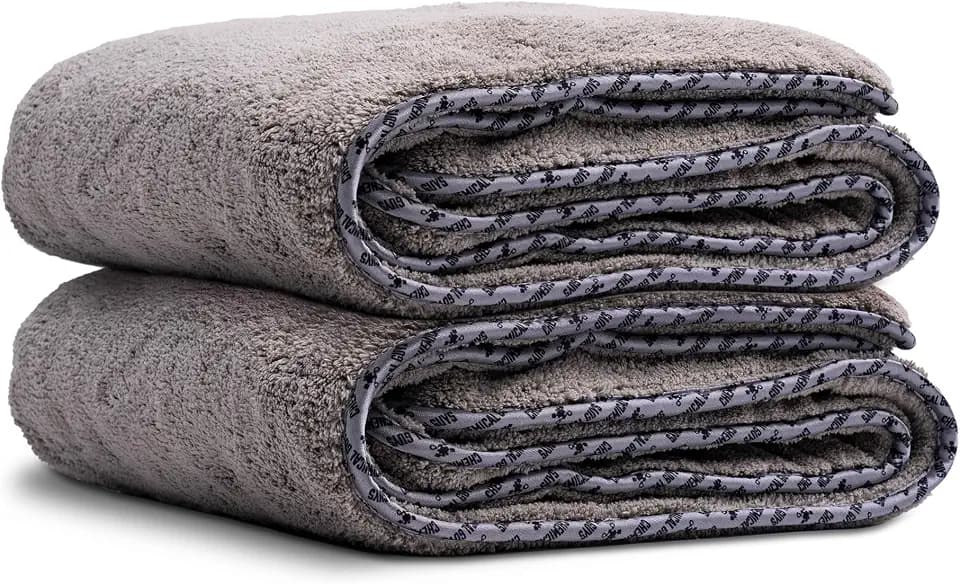 Chemical Guys, Woolly Mammoth Large Drying Towel, Gray, 36 x 25 in, 2 Pack