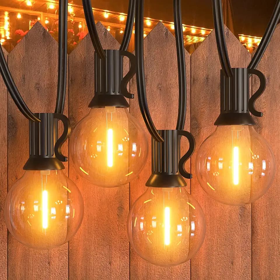 GPATIO LED Lichterkette Außen, 7.6M Lichterkette außen strom mit 12+1 Stk. Warmweiße G40 Glühbirnen Plastik, IP45 Wasserdicht Innen/Außen Lichterketten für Garten, Terrasse, Hochzeiten, Partys