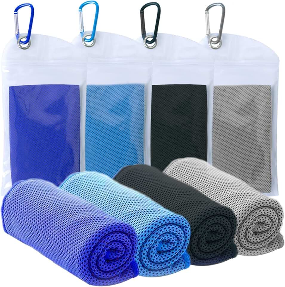 4 Packs Cooling Towel (40'x12'),Ice Towel,Soft Breathable Instant,Microfiber Cooling for Disney Yoga,Golf,Sport,Gym,Workout,Camping,Fitness,Outdoor &More Activities