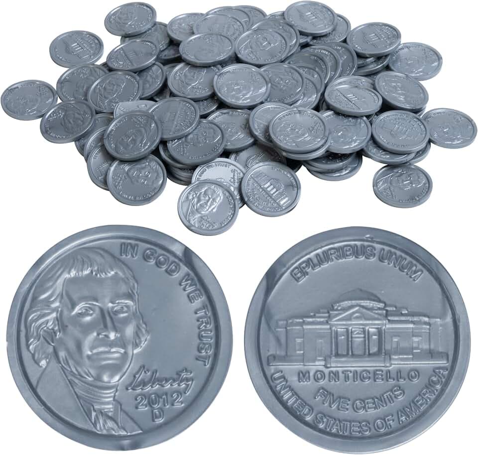 Learning Advantage Play Nickels, 100 Plastic Coins