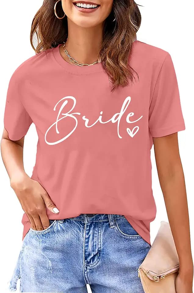 hohololo Damen JGA T-Shirt Team Bride Shirt Team Braut Shirt Für Frauen Junggesellenabschied Tshirt Brautjungfern-T-Shirts…