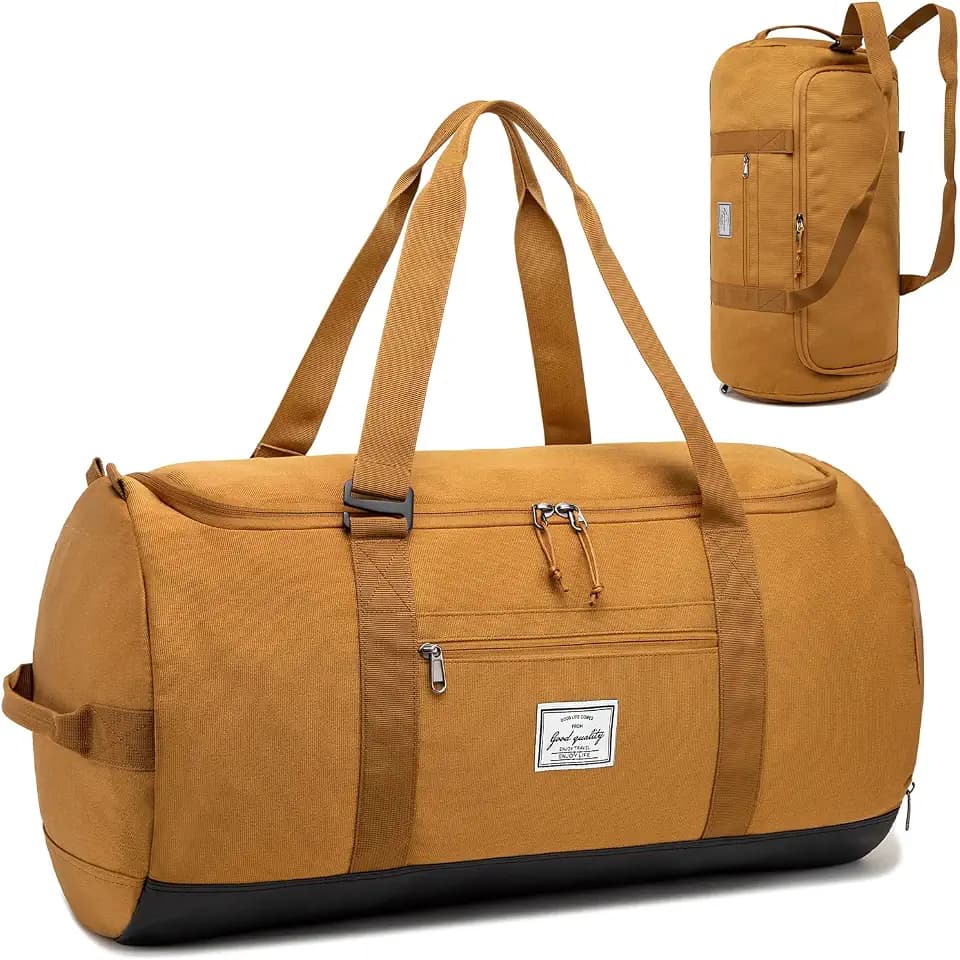 Sporttasche Herren Groß 60L Reisetasche Sport Tasche Rucksack mit Schuhfach Wasserdicht Trainingstasche Damen Fitness Gymtasche Leichte für Weekender Gym, Reise, Braun