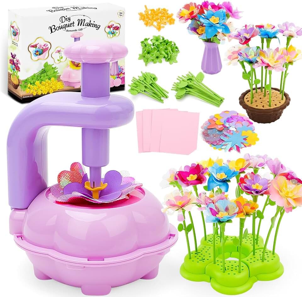 deAO Blumen Bastelset Kinder, Kreatives Blumenstrauß Basteln Spielzeug Set