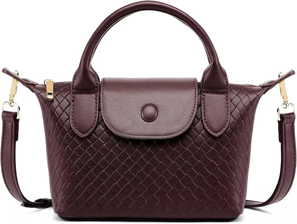 Small Crossbody Handbags Vegan Leather Woven Purses for Women Red