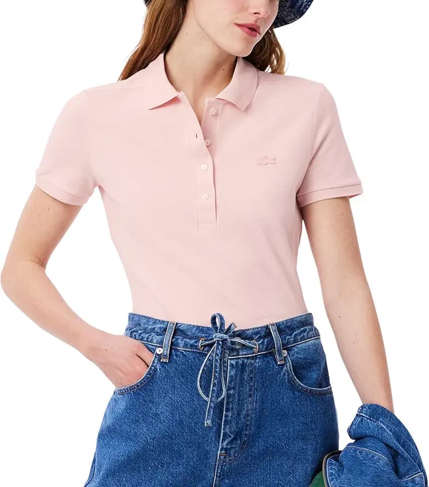 Lacoste Women's Short Sleeve Slim Fit Stretch Pique Polo Shirt