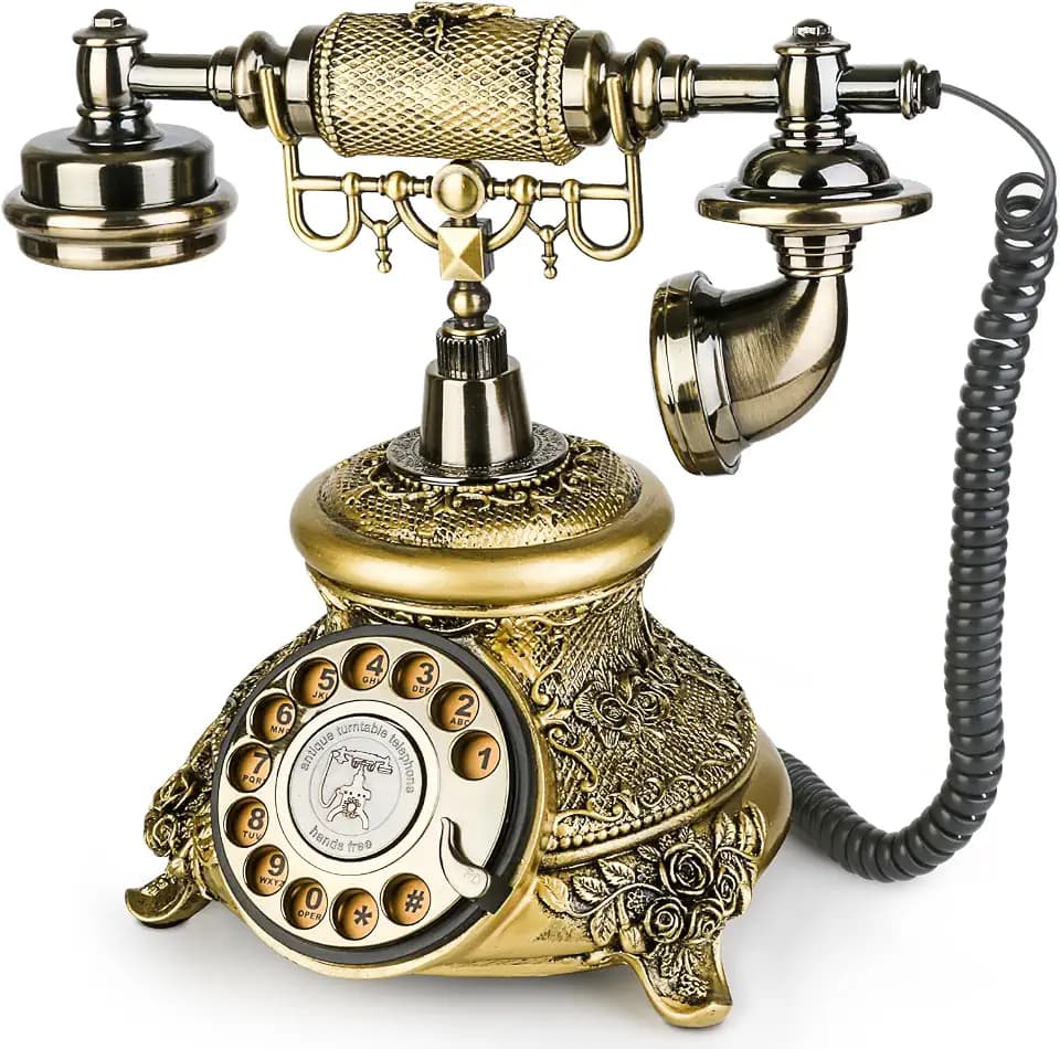 Vintage Rotary Dial Telephone Antique Phone Retro Landline Phones Old Fashioned Telephone for Home Office Cafe Bar Hotel Decor