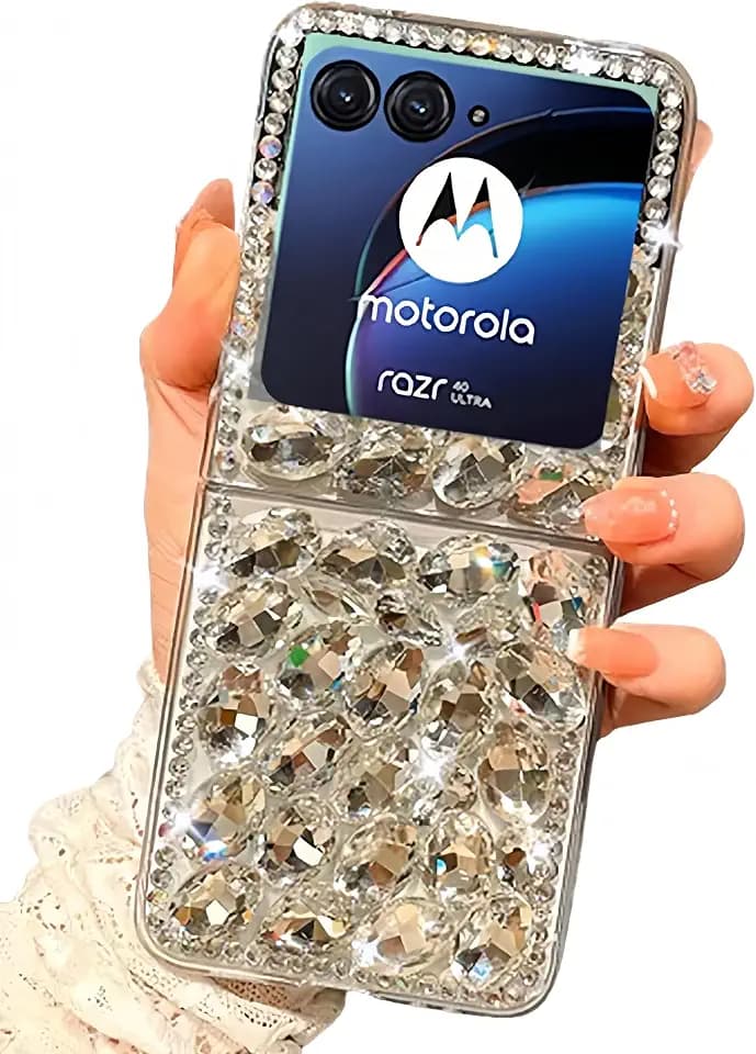 for Motorala Razr Ultra 2026/2025 Case Bling Glitter Diamond Design,Razr Ultra 2025 Phone Case Cute Handmade Sparkle Rhinestone,Slim Clear TPU Bumper Cover for Moto Razr Ultra 2026 for Women Girls