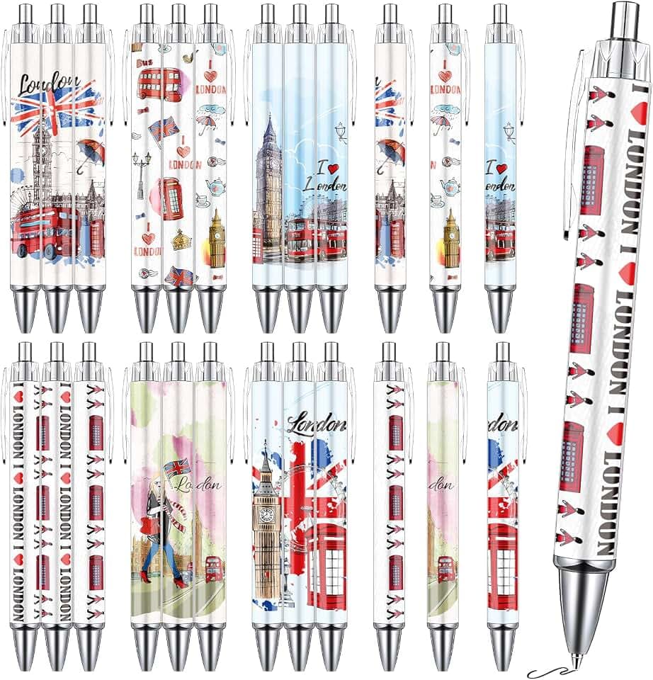 Wxiben 24 Pcs London Ballpoint Pens Retractable Travel Souvenirs Gifts