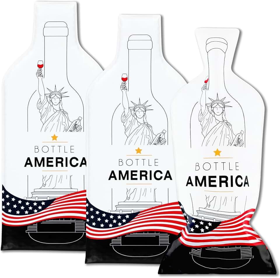 JIMMY THE FOX Reusable Wine Bags for Travel | 3-Pack | Durable Triple-Layer Bottle Protector Sleeve | Leak-Proof & Impact-Resistant | Airplane & Cruise Luggage | Wine Lover Gifts - Bottle America