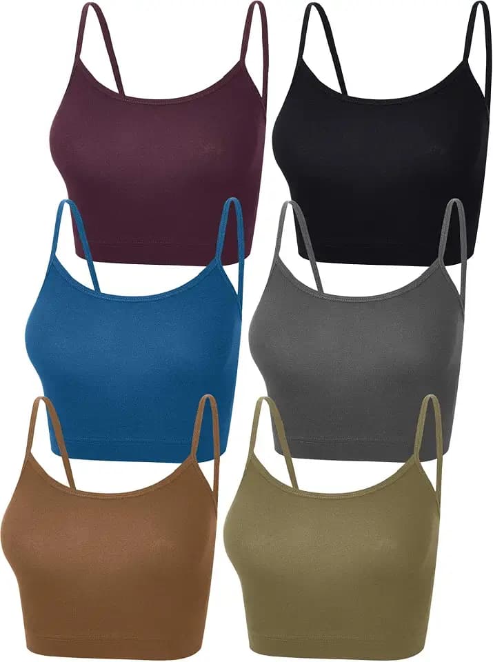 SATINIOR 6 Pack Women Spaghetti Strap Crop Top