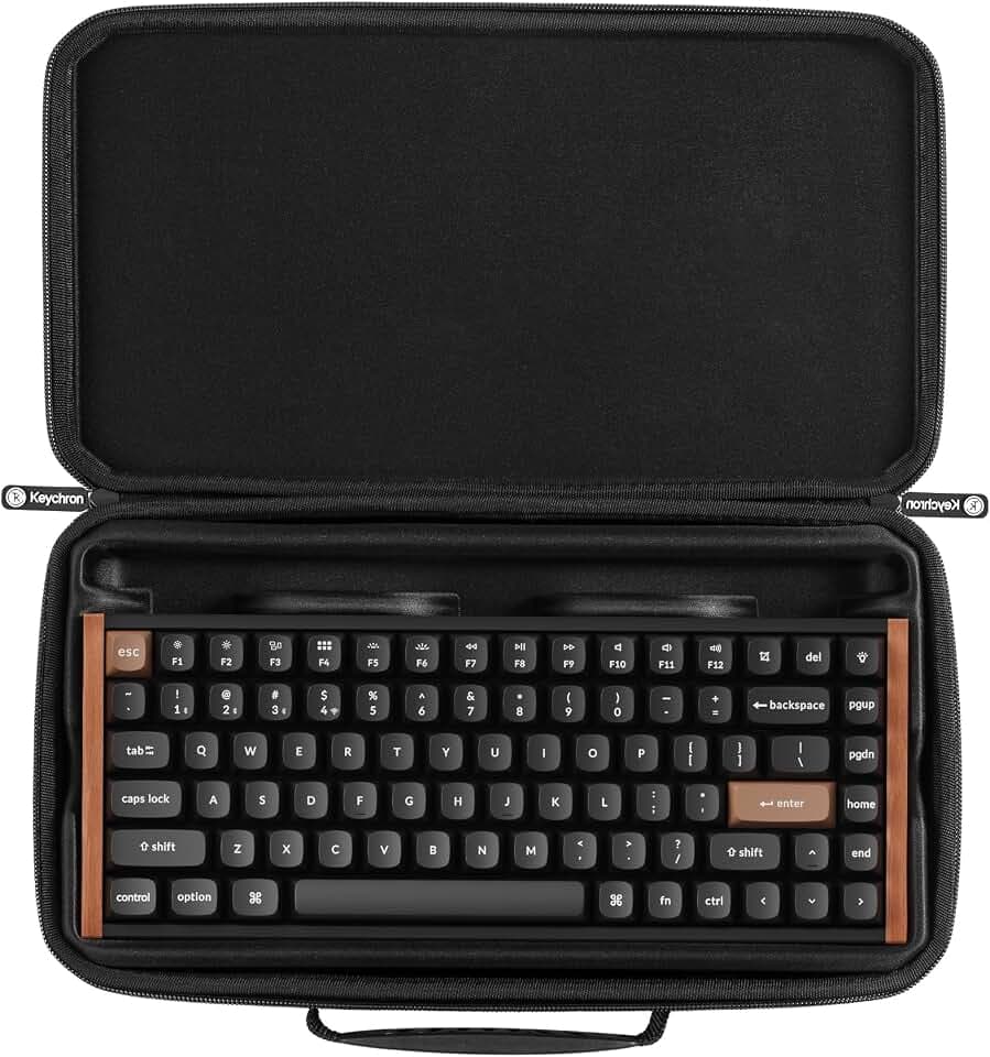Keychron Carrying Case for K2 Series Black EVA Hard Shell Canvas Bag with Comfortable Handle for Travel & Storage