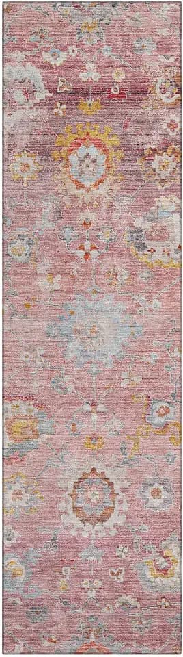 Addison Rugs Chantille ACN1107 Pink 2'3" x 7'6" Indoor Outdoor Runner Rug, Machine Washable, Stain Resistant, Easy Clean, Non Shedding, Hallway, Laundry, Patio, Kitchen Rug