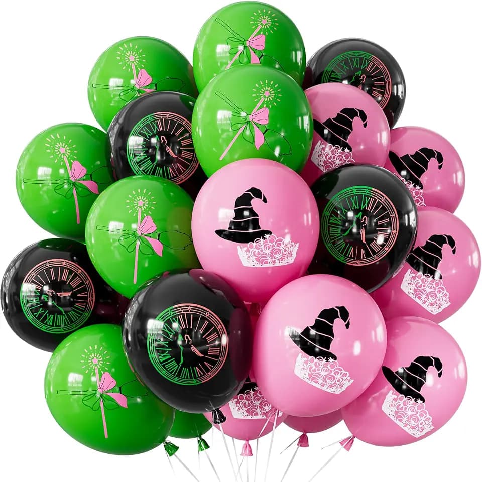 Witch Balloons, 30 Pcs 12 In, Pink Green Black Party Decor