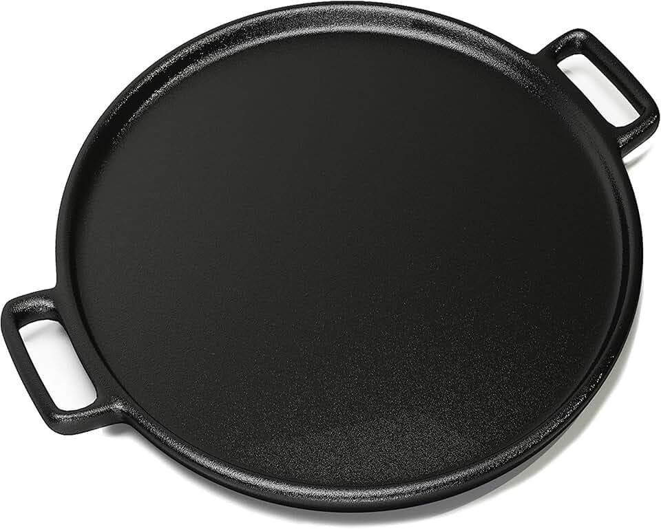 Home-Complete Cast Iron Pizza Pan, Even-Heating Cast Iron Cookware, 14”