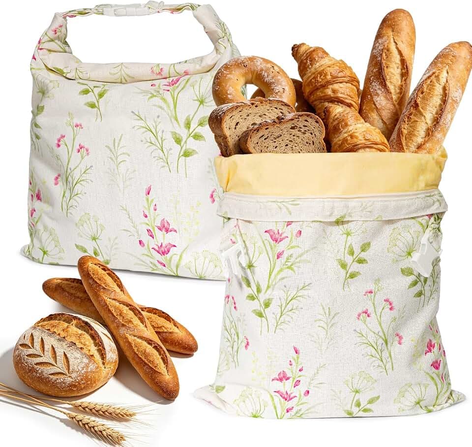Beeswax Bread Bags, 2 Pack, Floral