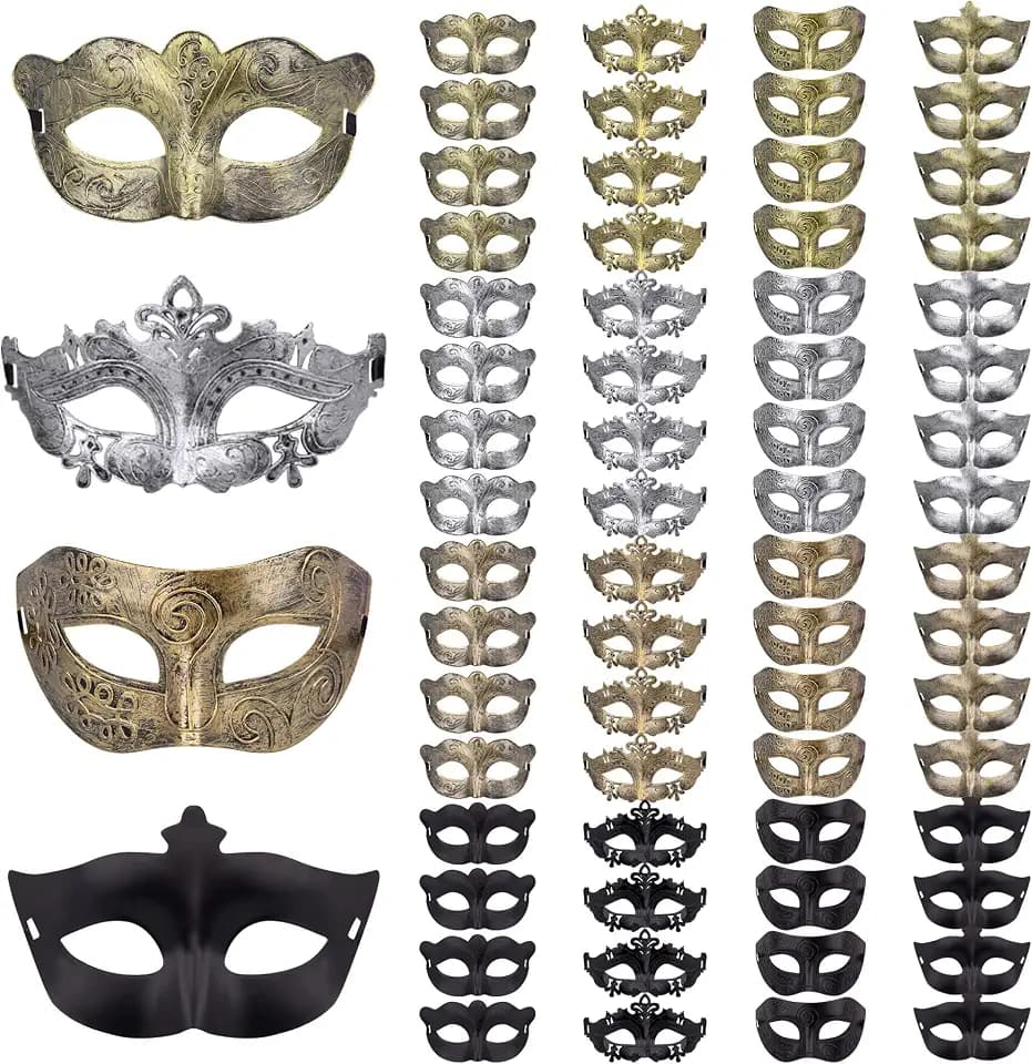 FEQO 64 Pieces Masquerade Masks Venetian Vintage Antique Mask for Men Women