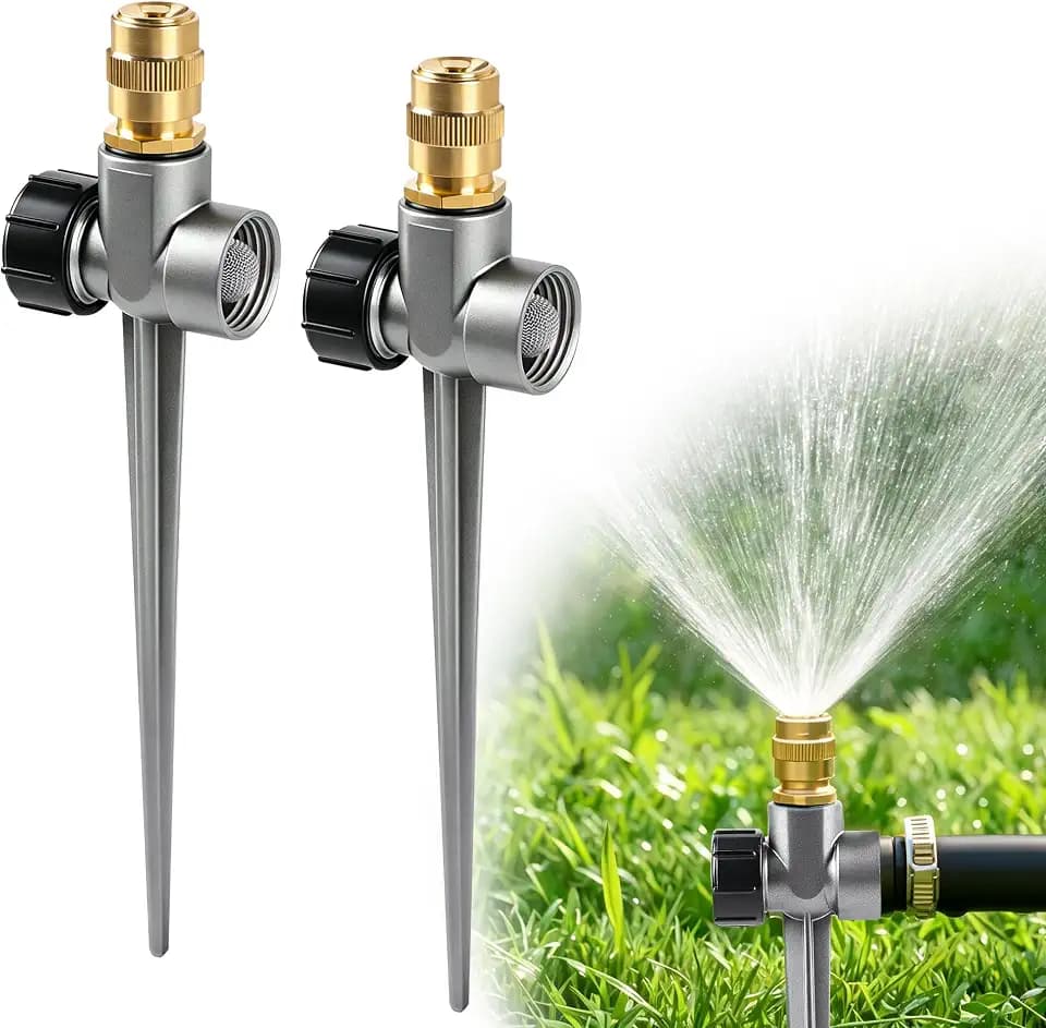 2-Pack Metal Spike Sprinkler, Large Area Water Sprinkler for Yard