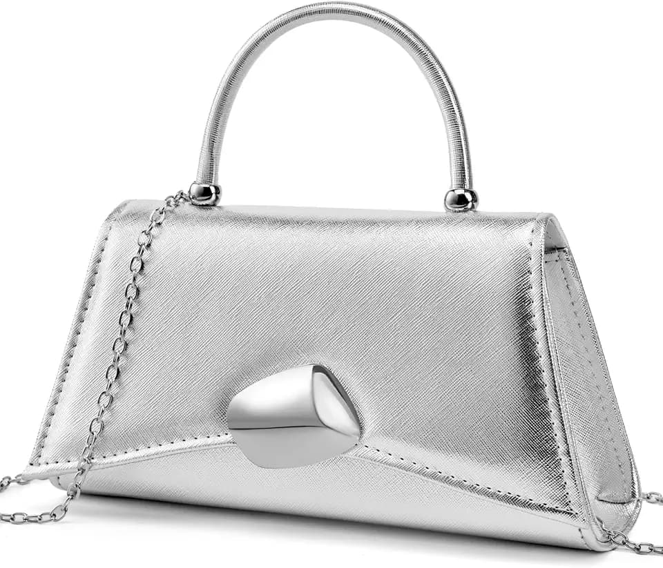 Gurina Evening Handbag with Handle, PU Leather Clutch Purse with Magnetic Buckle, Elegant Party Bag for Women