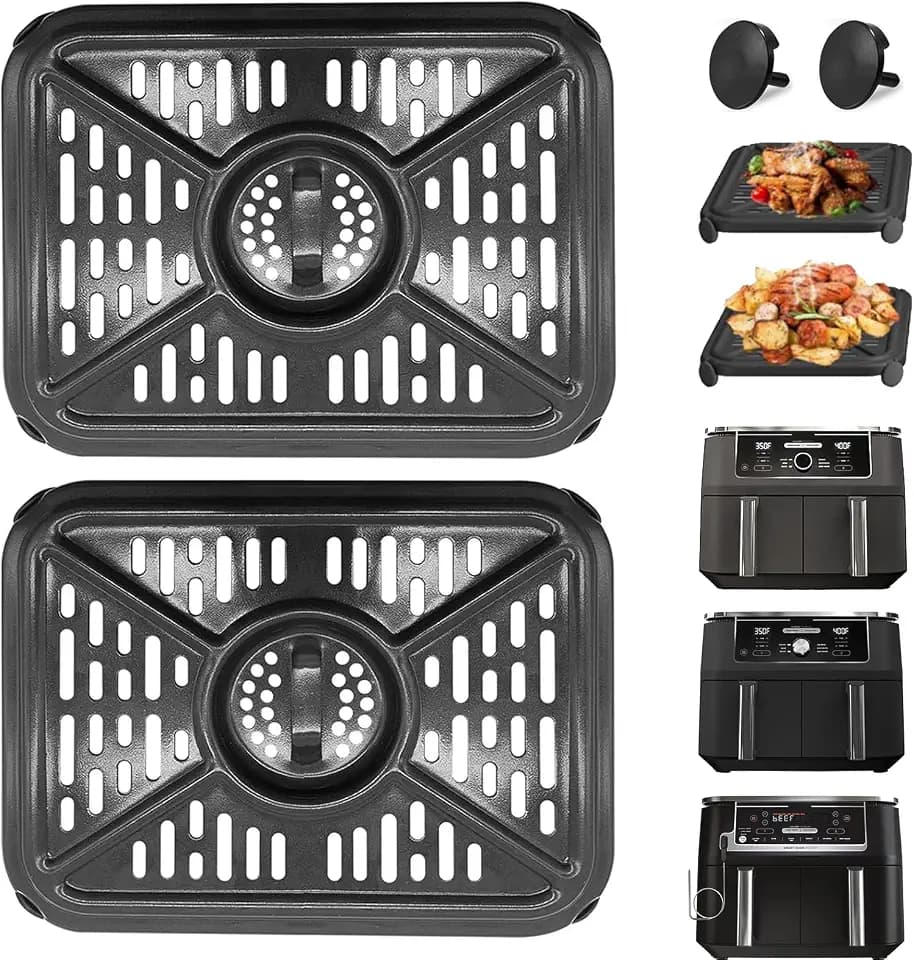 Air Fryer Grill Pan for Ninja Foodi AF400EU 9.5L 6 in 1 DualZone XL 2 Baskets Air Fryer, Replacement Crisper Plate Grill Plate Tray Accessories, Dishwasher Safe