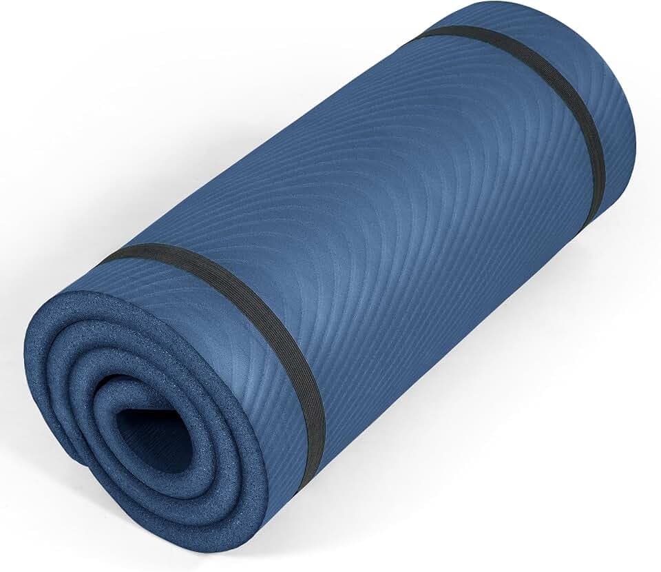 Tone Fitness 1" Extra Thick Yoga Mat, Exercise & Pilates Mat with Strap