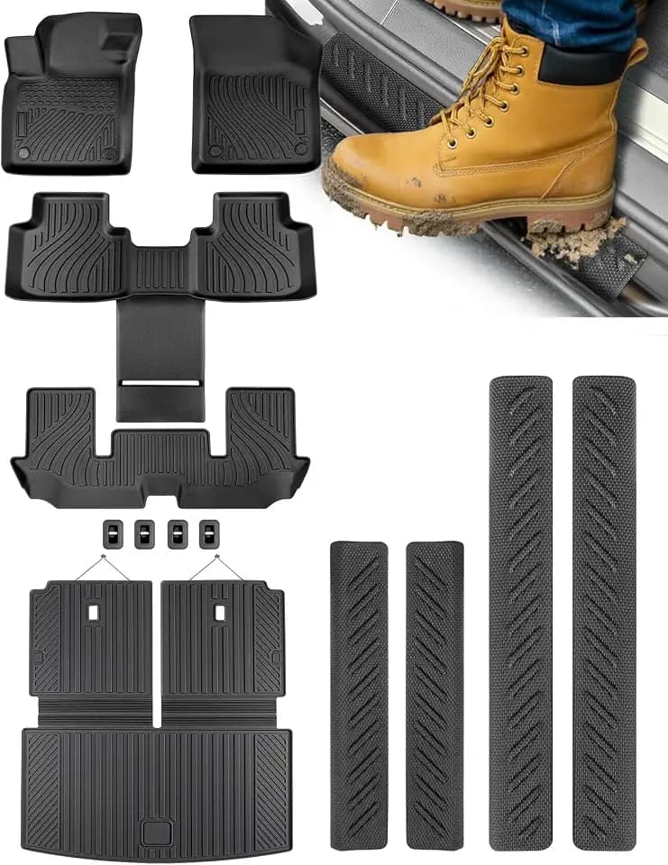 Floor Mats for Volkswagen Atlas 2018-2025 2026, 6 Seats, 11pcs TPE Rubber