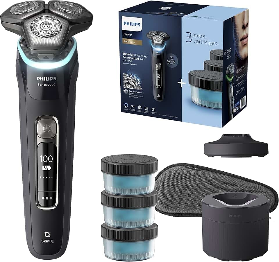 Philips Shaver Series 9000 Elektrischer Nass- und Trockenrasierer mit SkinIQ (Modell S9986/63)