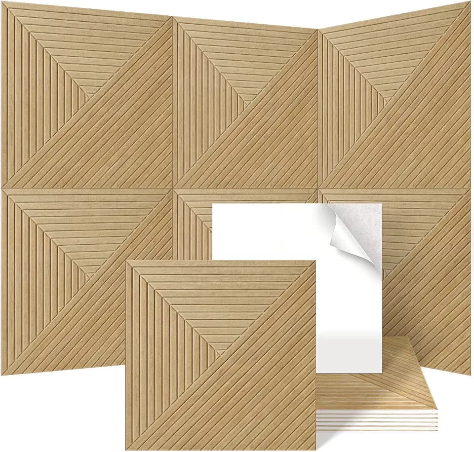 Acoustic Wall Panels, 6-Pack 23.62 X 23.62 Inches Decorative Acoustic Panels, Self-Adhesive Sound Absorbing Acoustical Wall Art for Living Room Bedroom Home Office Studio