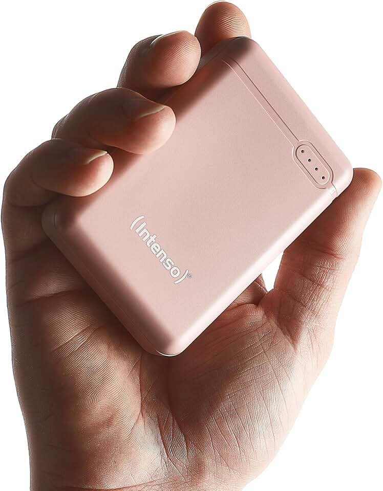 Intenso Powerbank XS10000 – 10.000 mAh – Kompakter externer Akku für iPhone, Smartphone, Tablet & Kamera, USB-C, USB-A, microUSB, Schnelles Laden, Rosé
