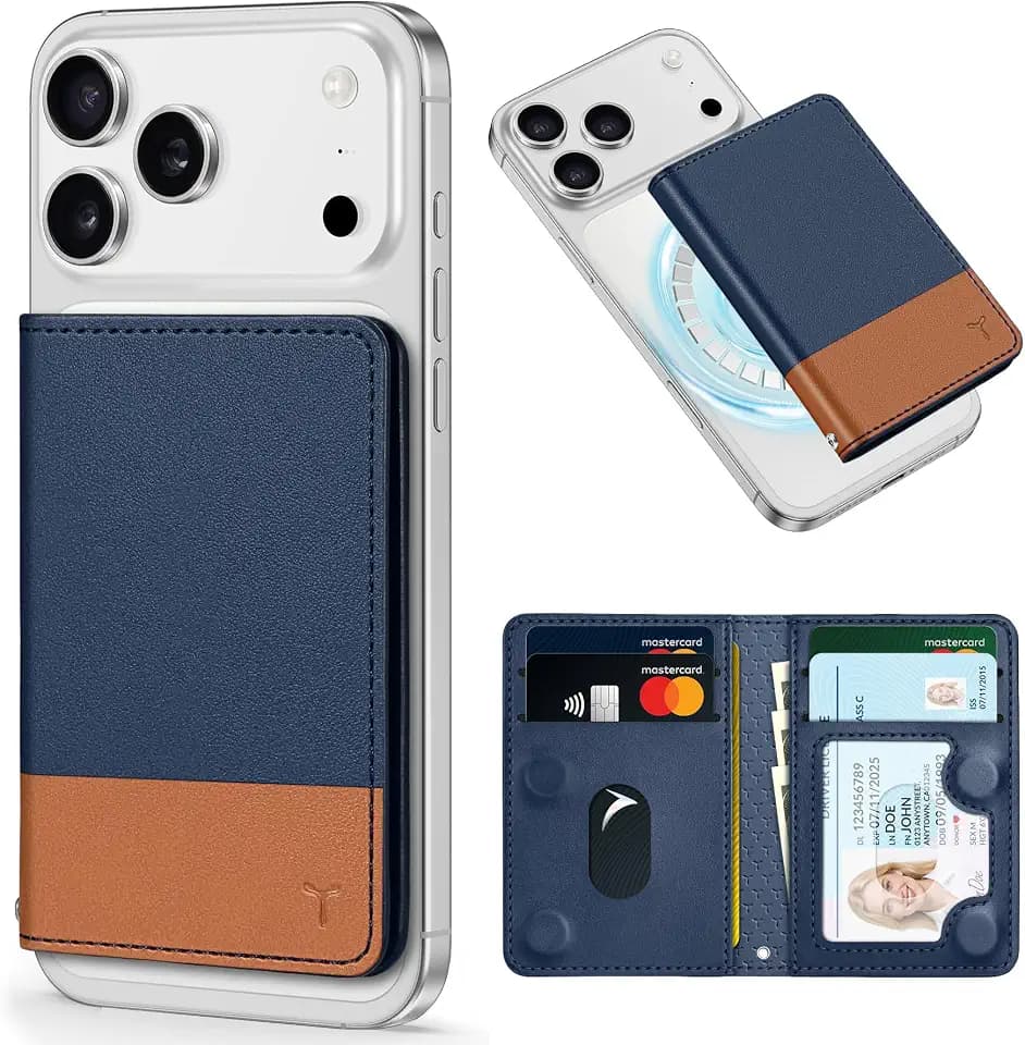 TUCCH for Magsafe Wallet, 6 Card Slots with RFID Blocking, Blue & Brown